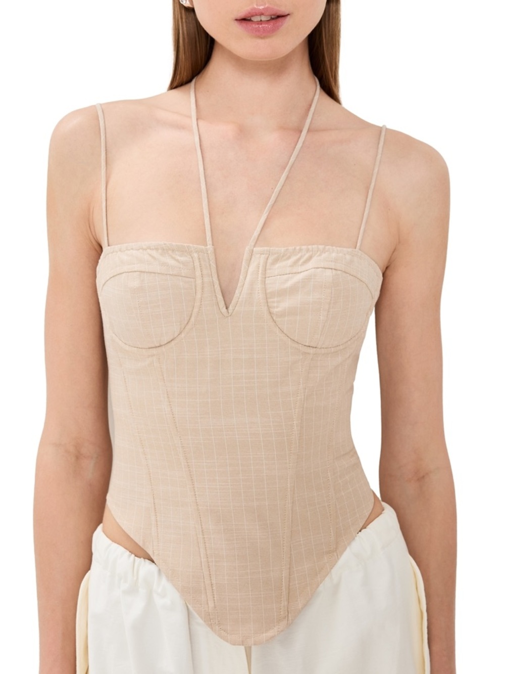 Lioness Beige Corset-Style Bustier Top